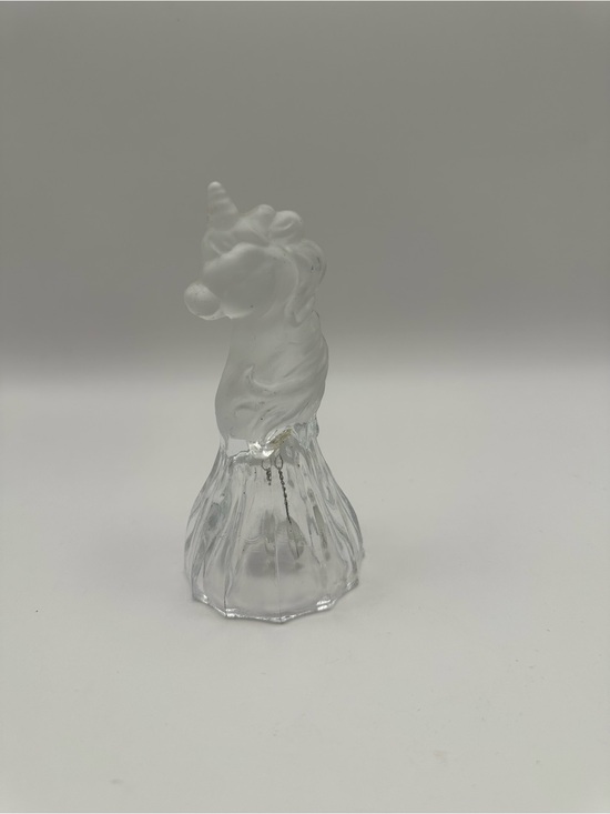 Other - Vintage Frosted Glass Unicorn Head Lead Crystal Bell Nice Detailed Bell